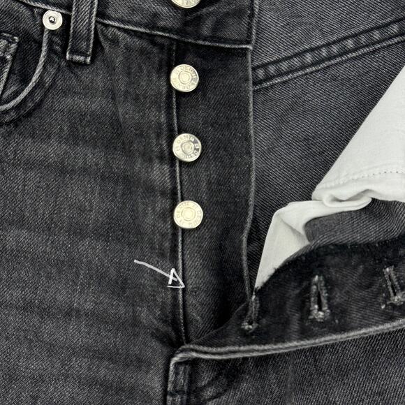 NWT EB DENIM Unraveled Two Jean High Rise Split Hem Straight Leg Jean 24 + FLAW - Picture 10 of 15